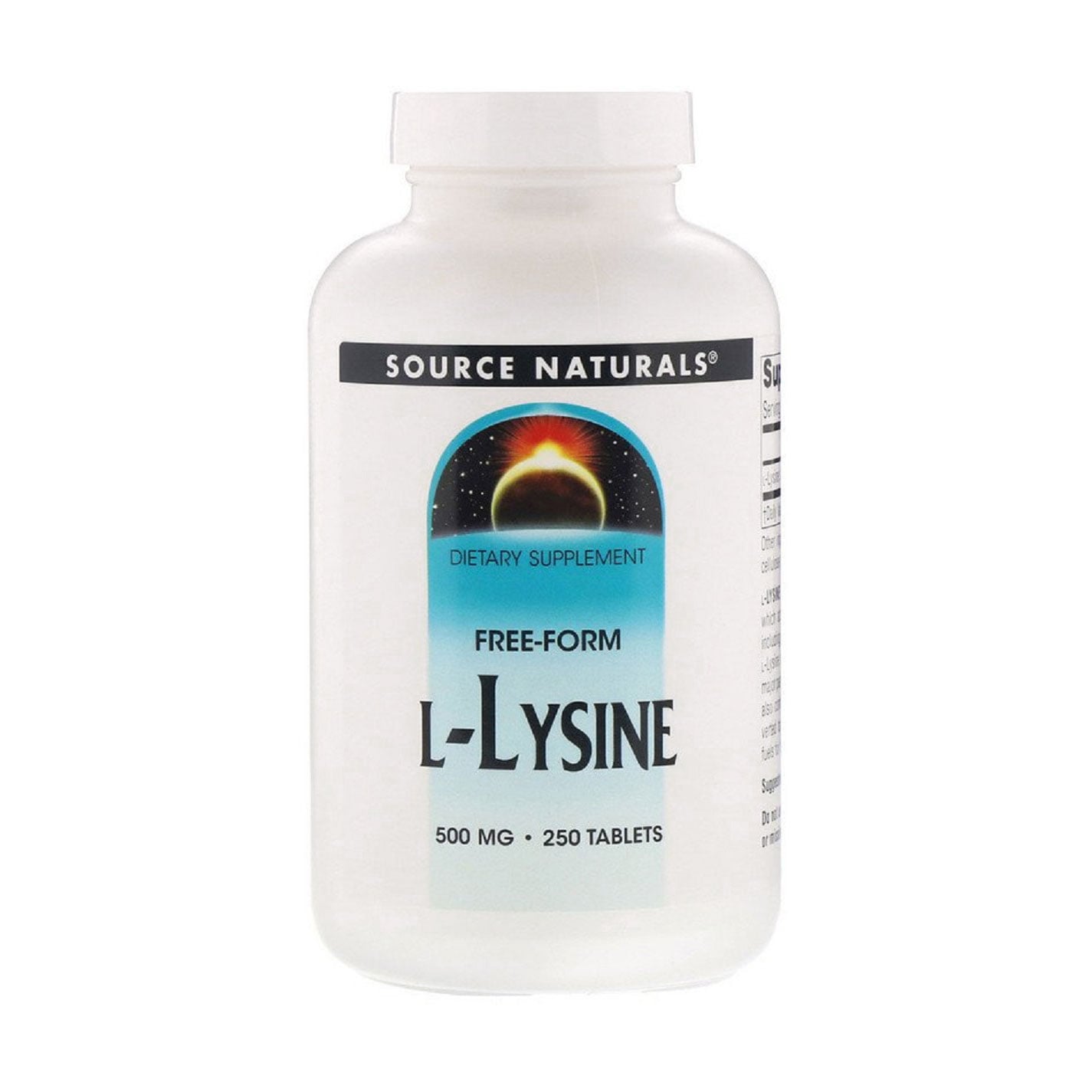 L-Лізин Source Naturals L-Lysine 500 мг, 250 таблеток